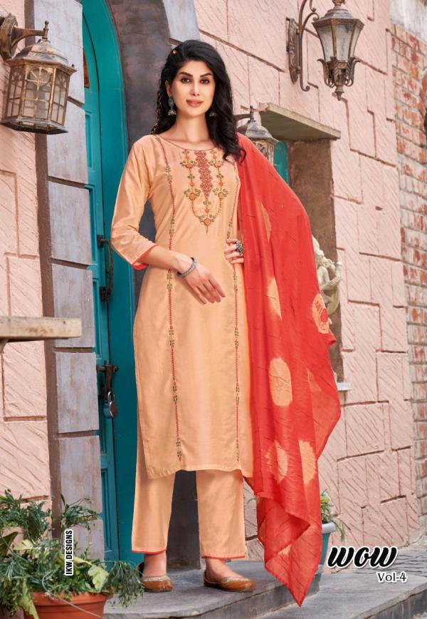 Ikw Wow Vol 4 Viscose Chanderi Designer Readymade Suit